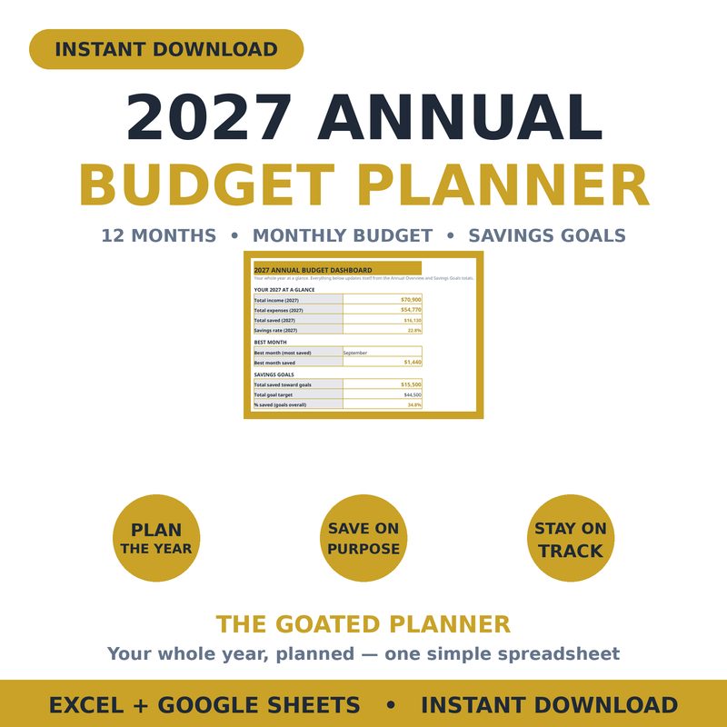 2027 Annual Budget Planner — spreadsheet planner cover