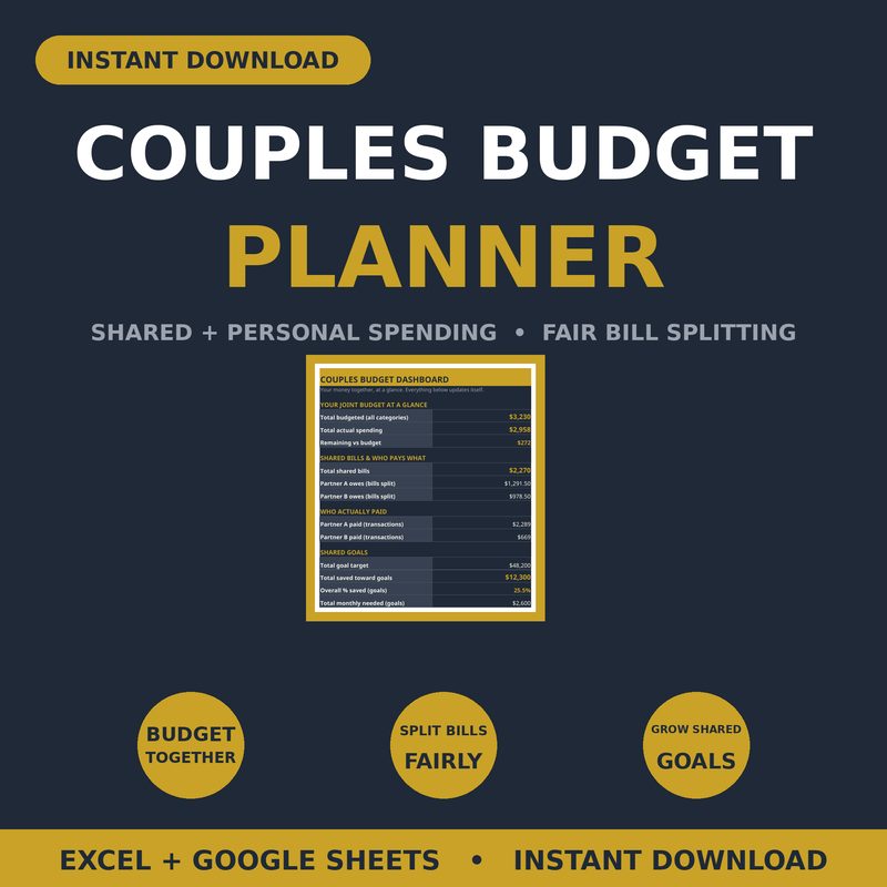 Couples Budget Planner — spreadsheet planner cover