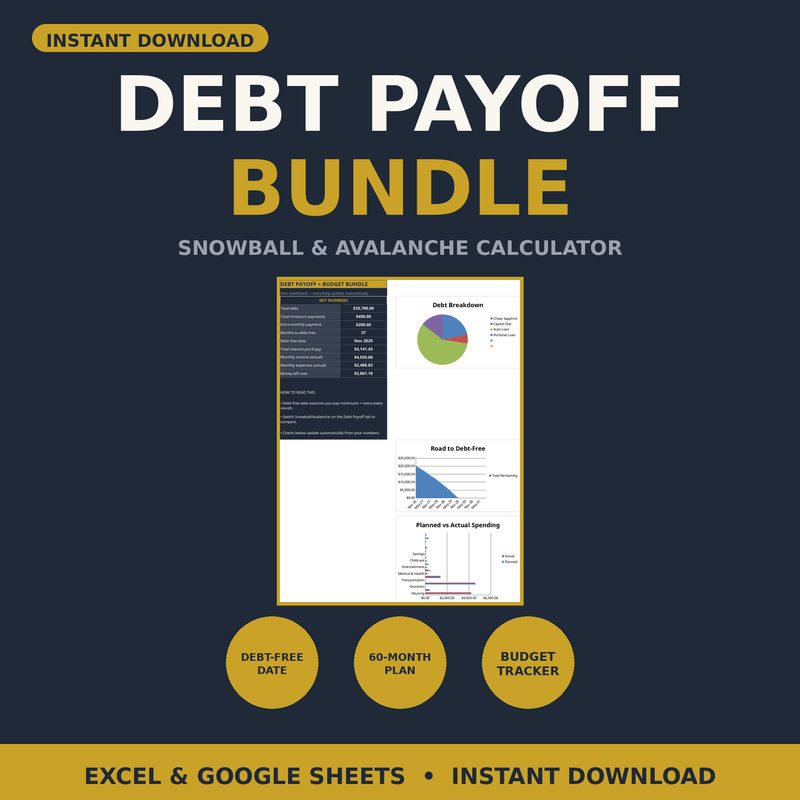 Debt Payoff + Budget Bundle — spreadsheet planner cover