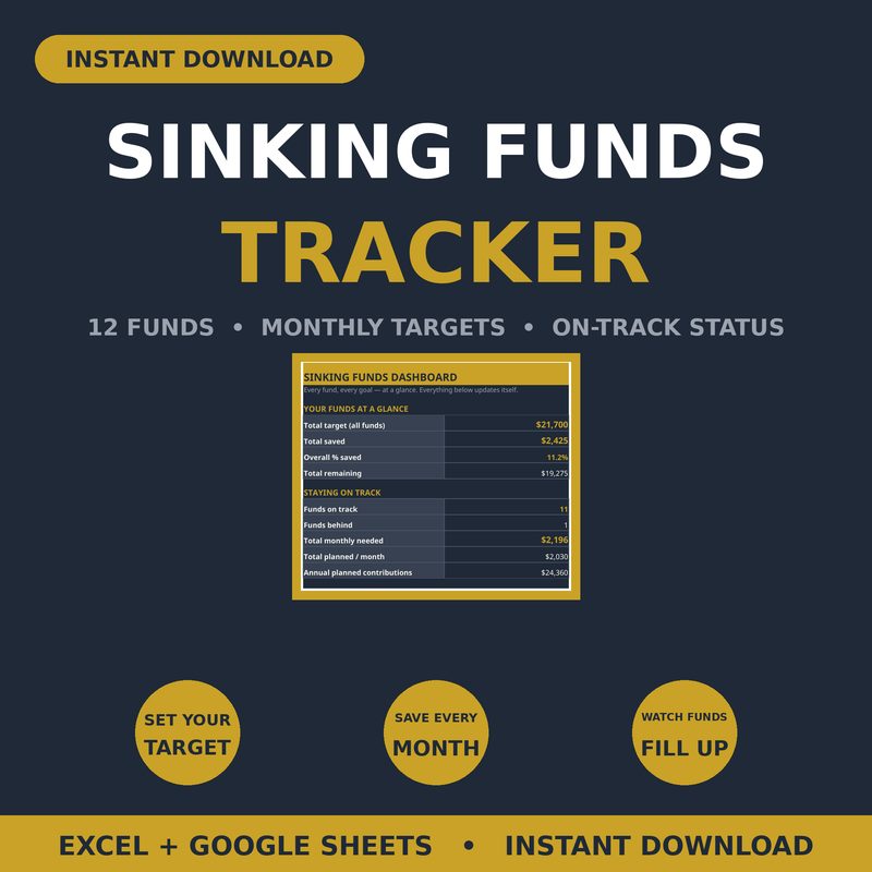 Sinking Funds Tracker — spreadsheet planner cover
