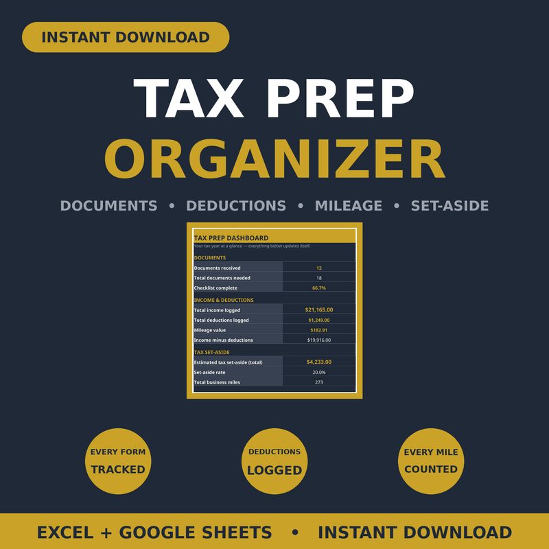 Tax Prep Organizer — spreadsheet planner cover