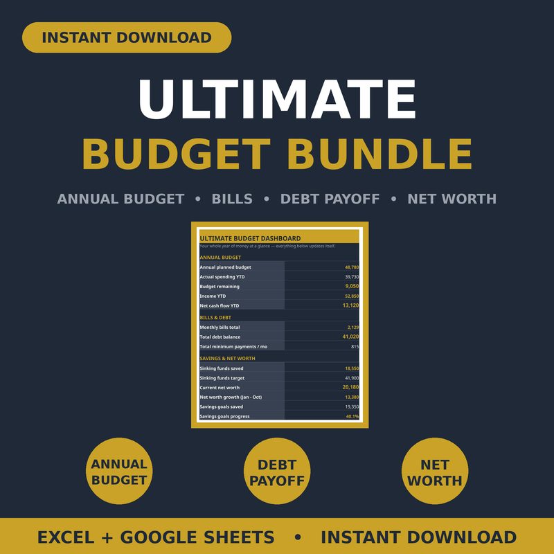 Ultimate Budget Bundle — spreadsheet planner cover